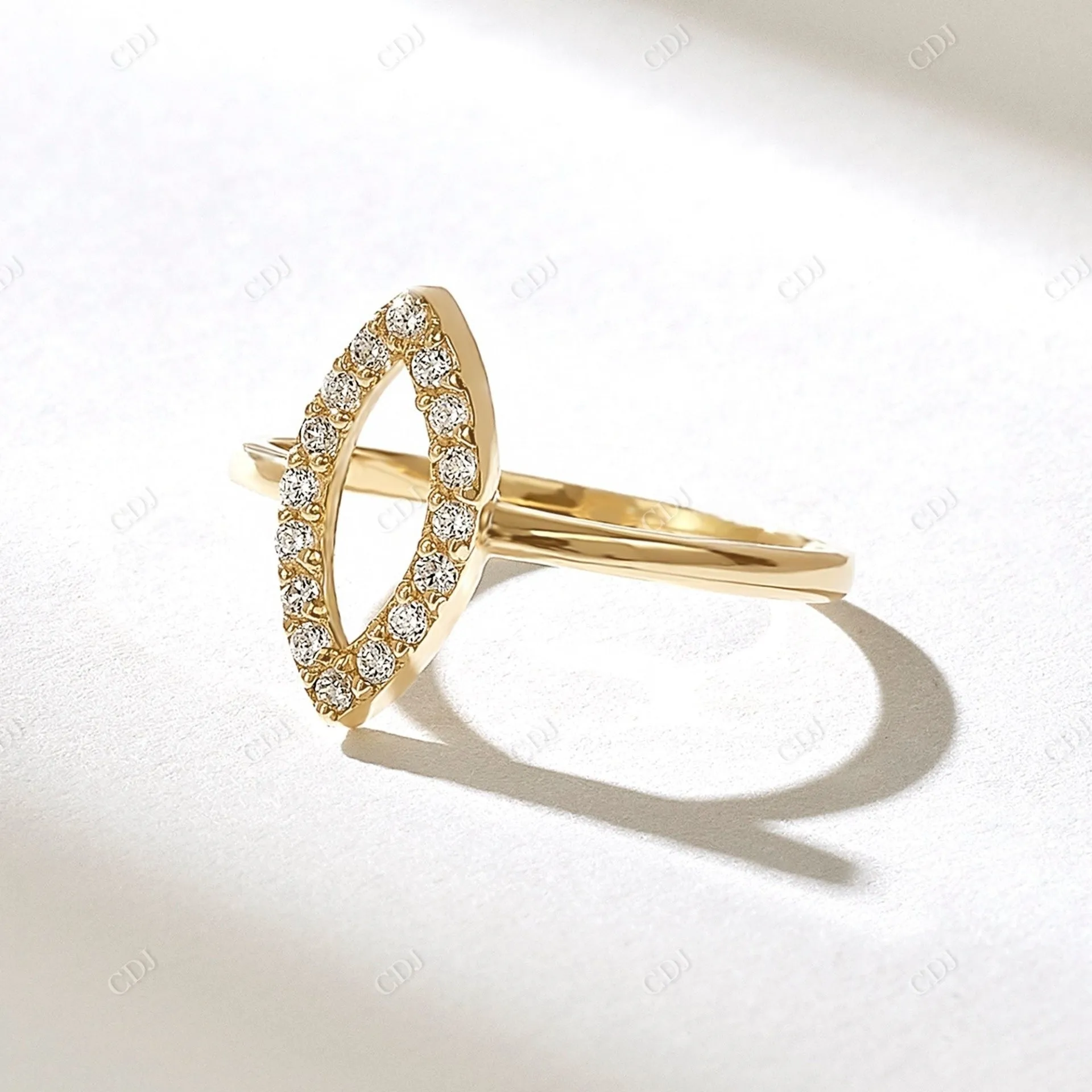 0.16CTW Pave Round Diamond Open Eye Ring