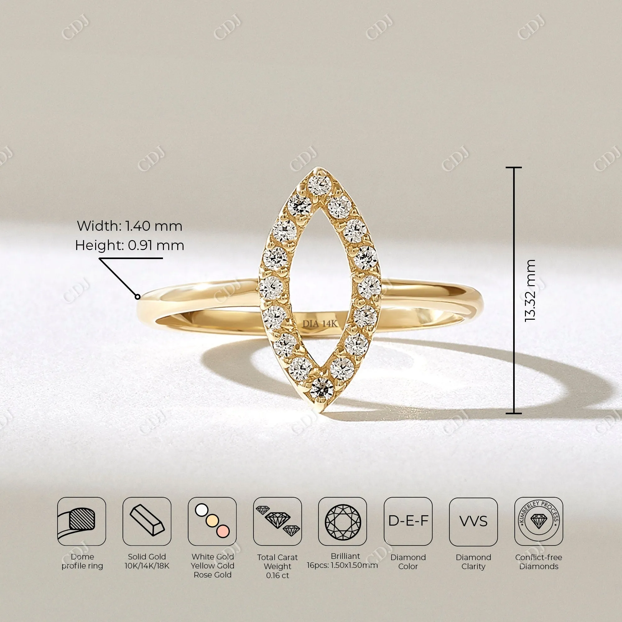 0.16CTW Pave Round Diamond Open Eye Ring