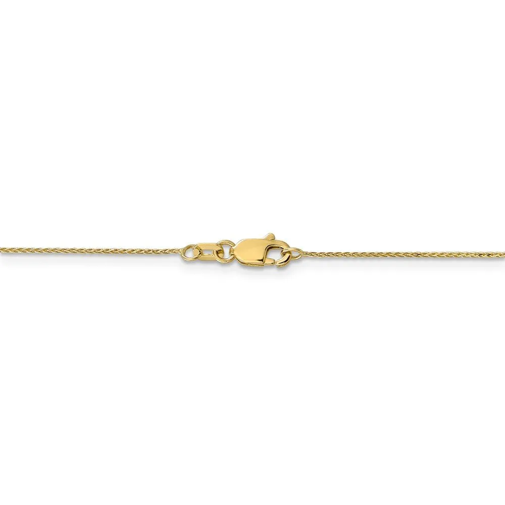 0.65mm 10k Yellow Gold Diamond Cut Wheat Chain Necklace