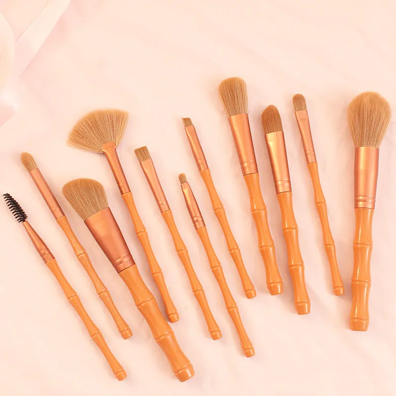 11 Makeup Brush Set Bamboo Handle Soft Bristles