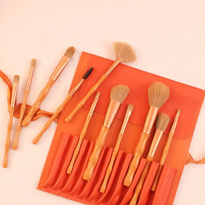 11 Makeup Brush Set Bamboo Handle Soft Bristles