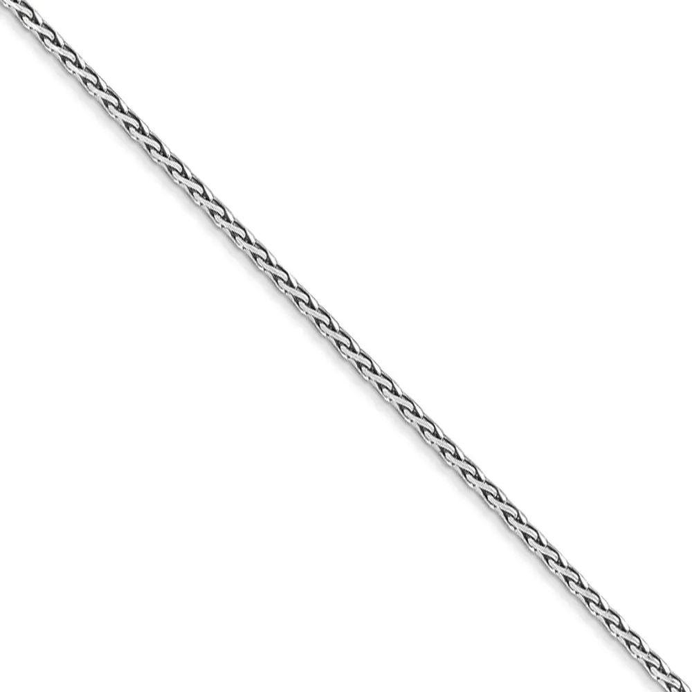 1.3mm 14k White Gold Diamond Cut Solid Wheat Chain Necklace