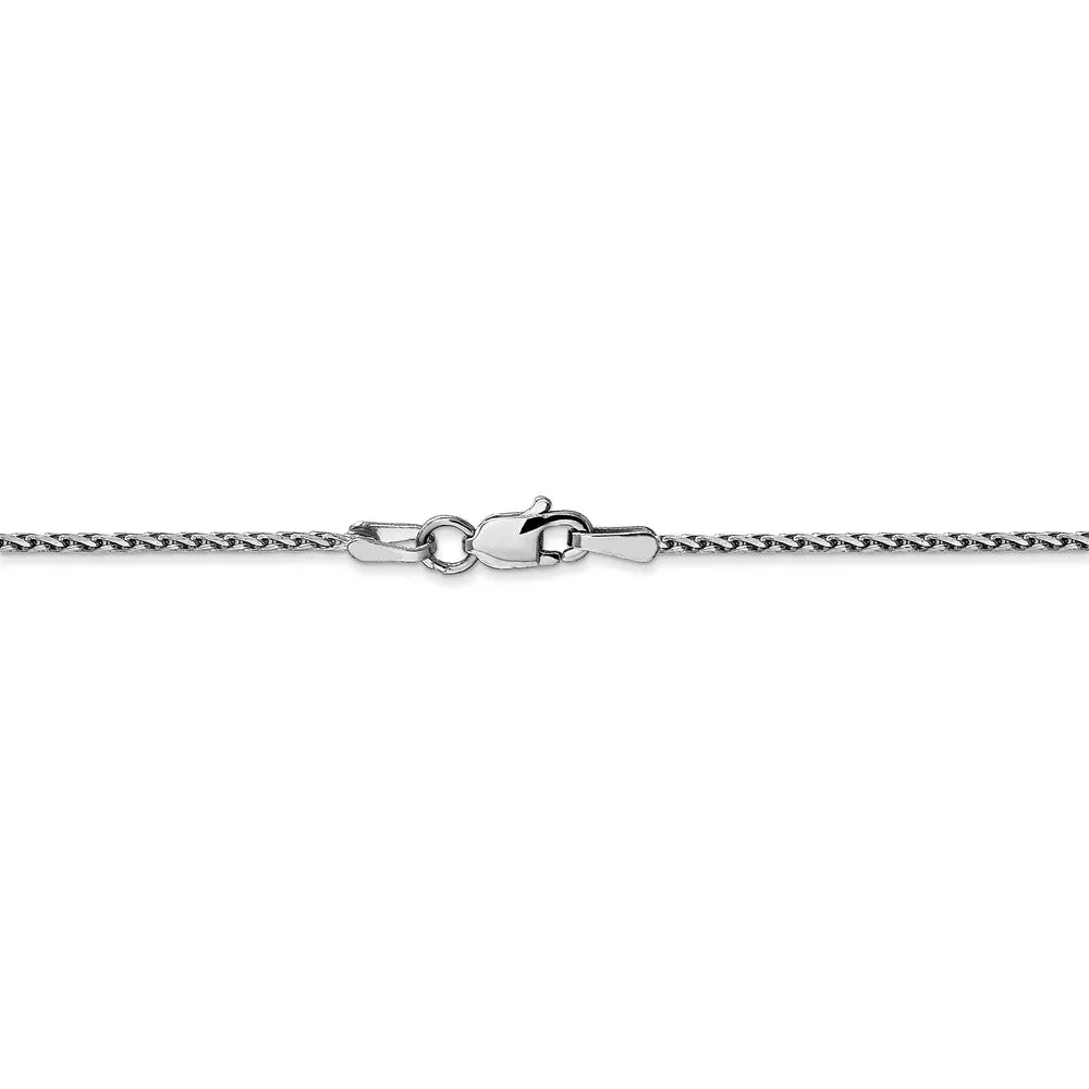 1.3mm 14k White Gold Diamond Cut Solid Wheat Chain Necklace