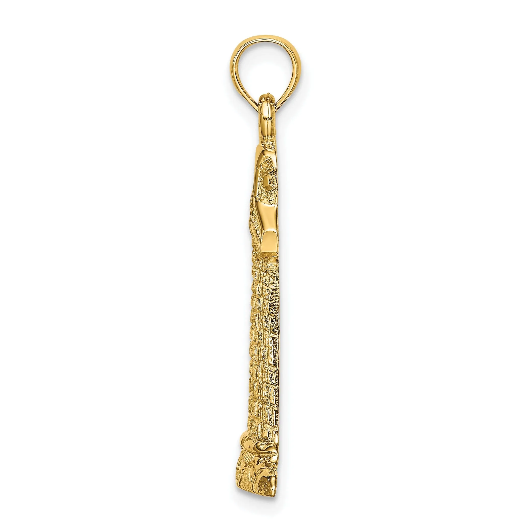 14k Yellow Gold Texture Polished Finish Lighthouse Charm Pendant