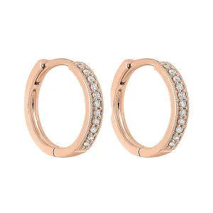 14KT Pink Gold & Diamond Classic Book Mixable Fashion Earrings  - 1/6 ctw