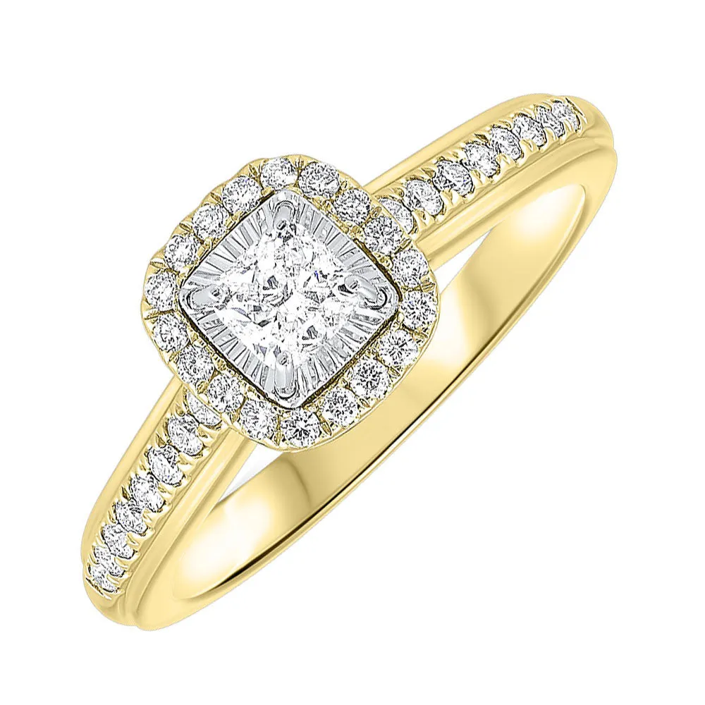 14KT White & Yellow Gold & Diamond Basics Halo Ring - 3/5 ctw