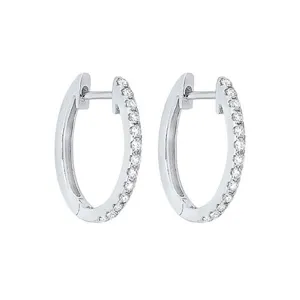 14KT White Gold & Diamond Classic Book Hoop Fashion Earrings  - 1/4 ctw