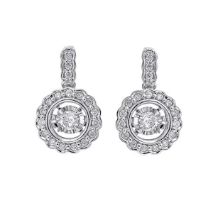 14KT White Gold & Diamond Classic Book New Rhythm Of Love Fashion Earrings  - 1/4 ctw