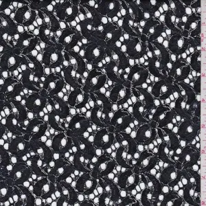 3 YD PC-Black Patent Pinwheel Lace Fabric