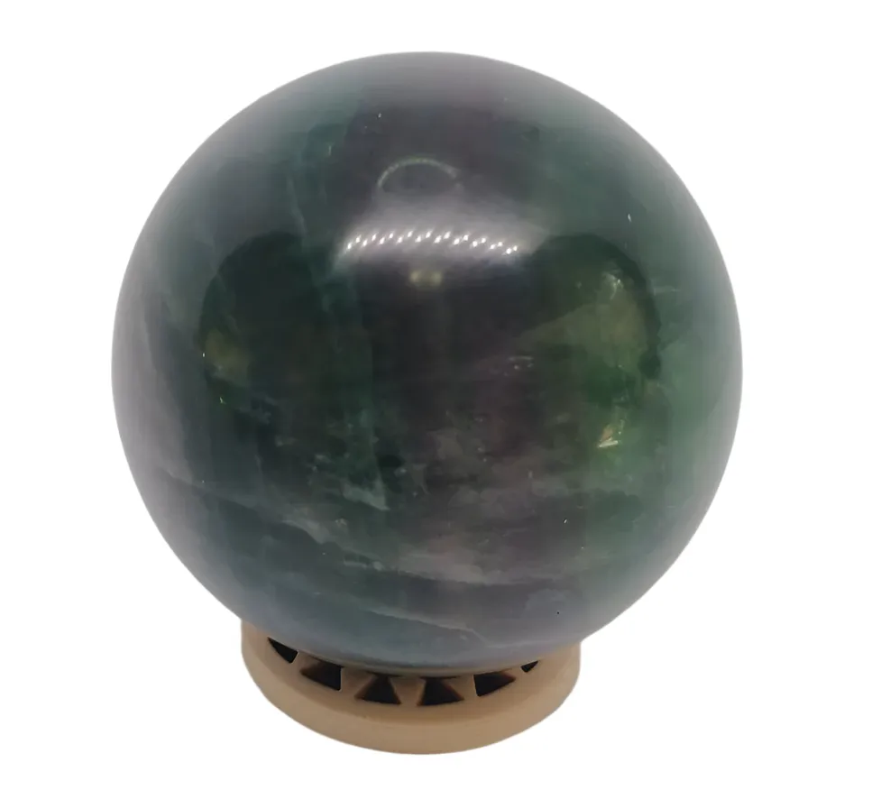 317G Colorful Fluorite Crystal with Mica Sphere