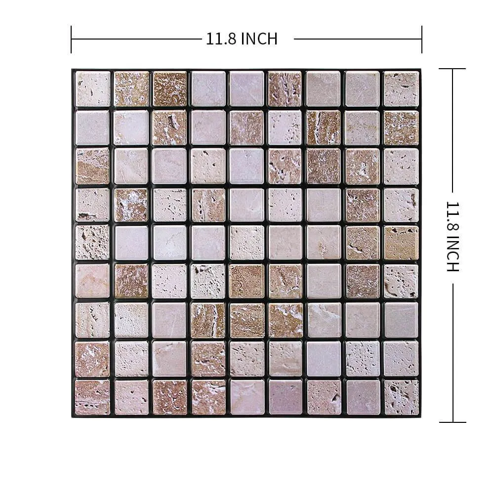 3D Gray Brown Mosaic Peel and Stick Wall Tile