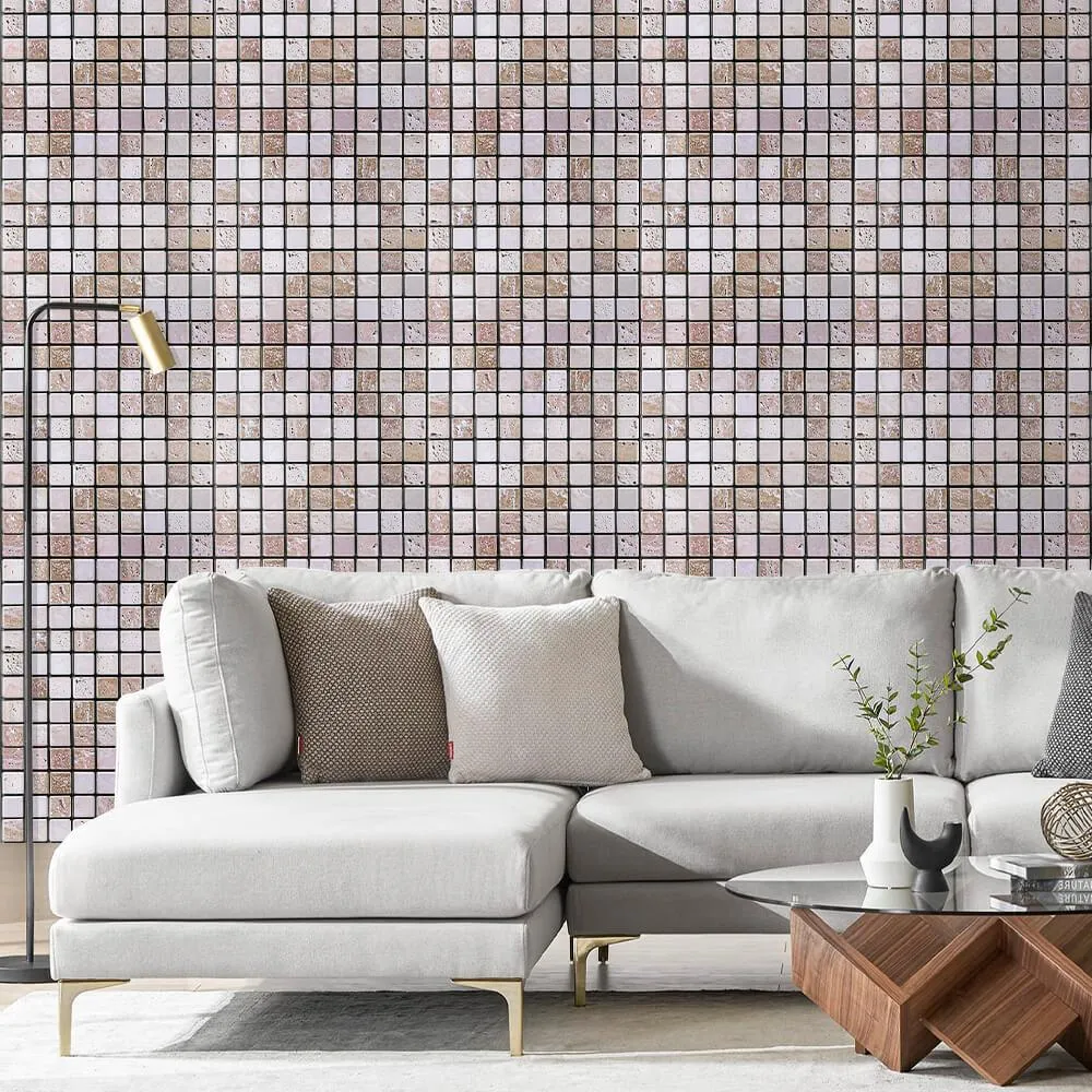 3D Gray Brown Mosaic Peel and Stick Wall Tile