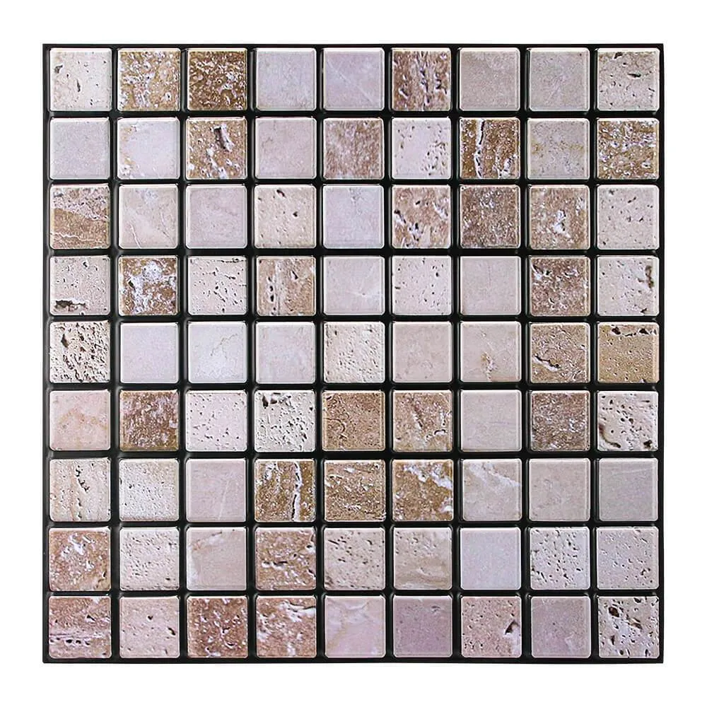 3D Gray Brown Mosaic Peel and Stick Wall Tile