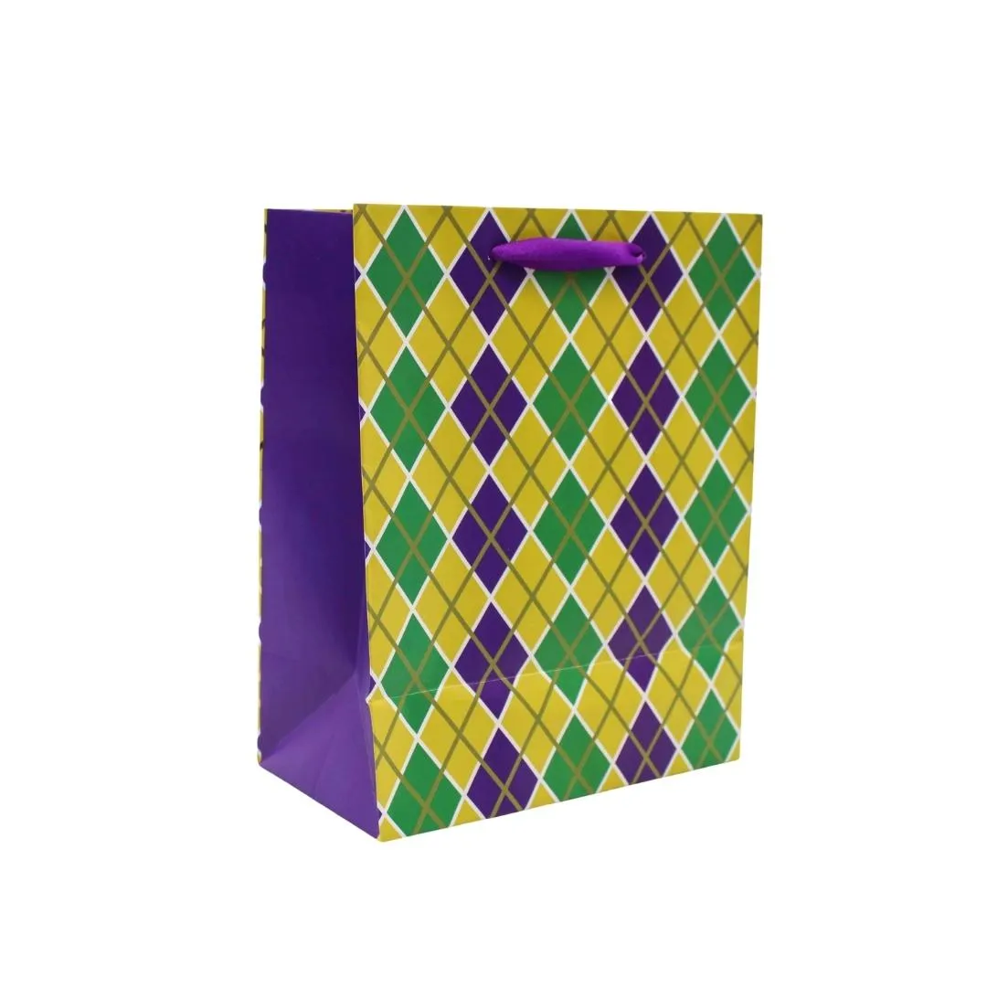 7" x 9" Mardi Gras Harlequin Gift Bag with Gold Foil (Each)