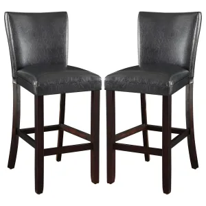 Alberton Upholstered Bar Stools Black and Cappuccino (Set of 2)