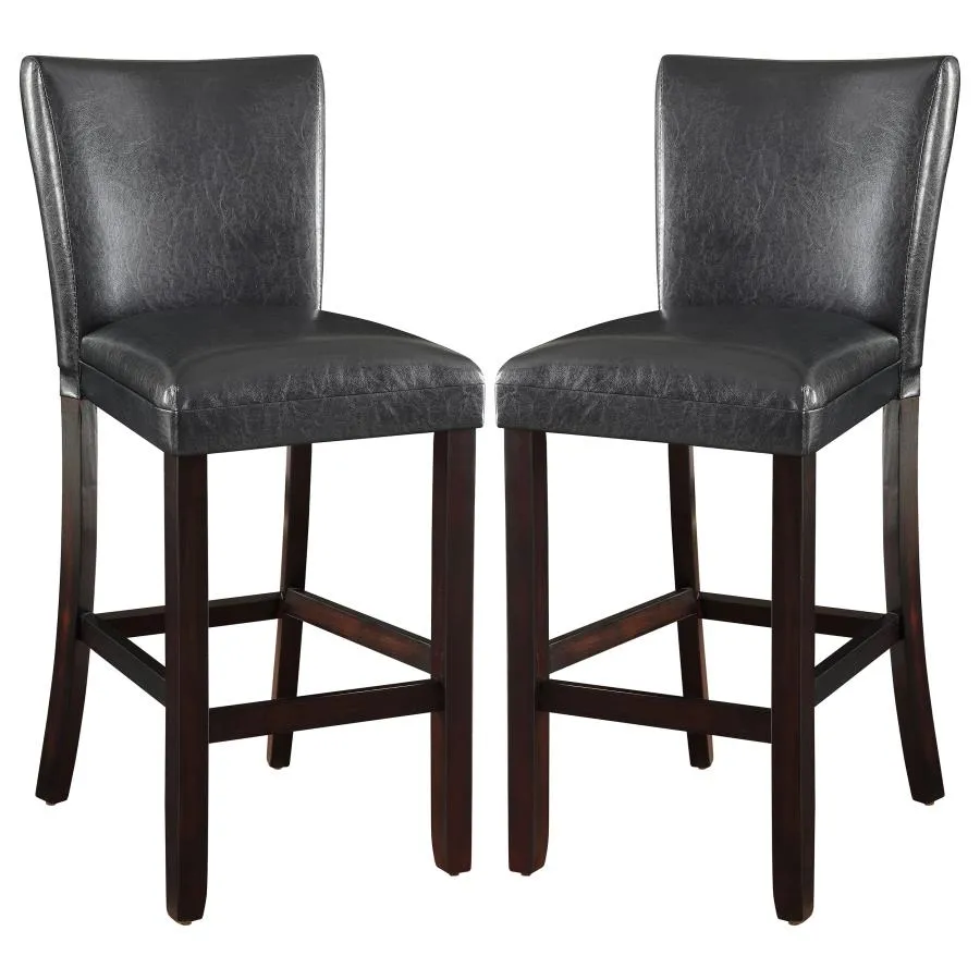 Alberton Upholstered Bar Stools Black and Cappuccino (Set of 2)