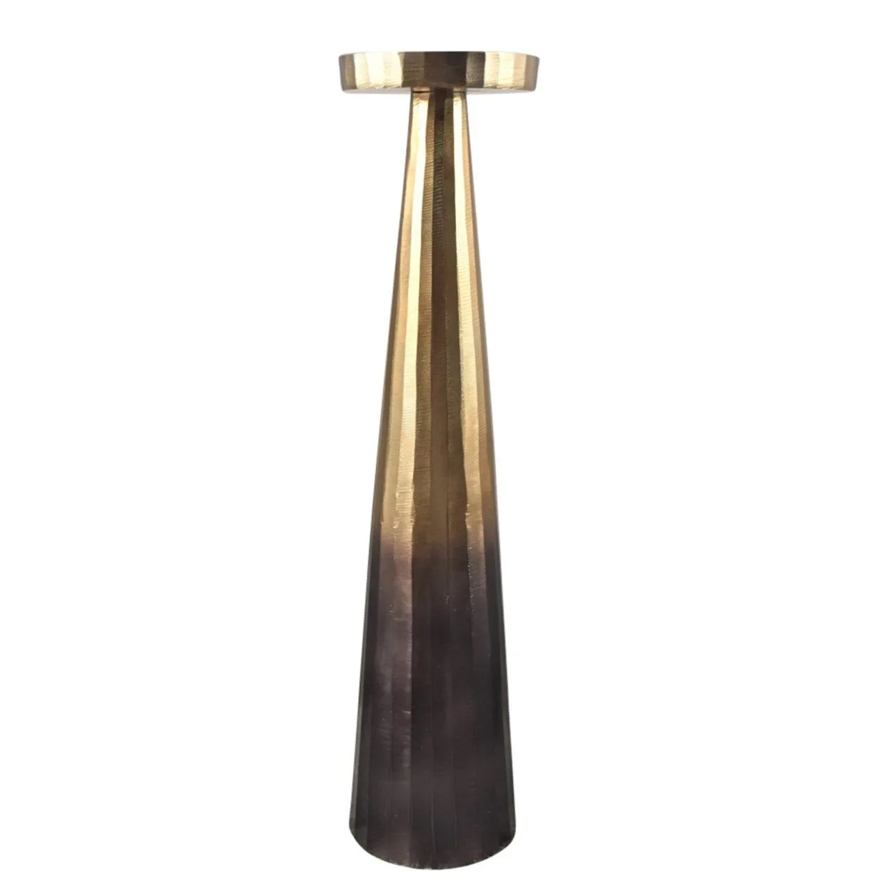 ALUMINUM 22" PILLAR HOLDER, OMBRE GOLD/BROWN