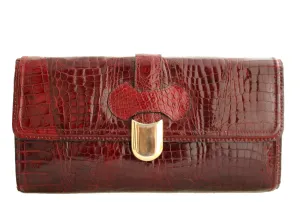 Baby crocodile skin ruby red handbag