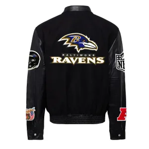 BALTIMORE RAVENS WOOL & LEATHER VARSITY JACKET Black/Black