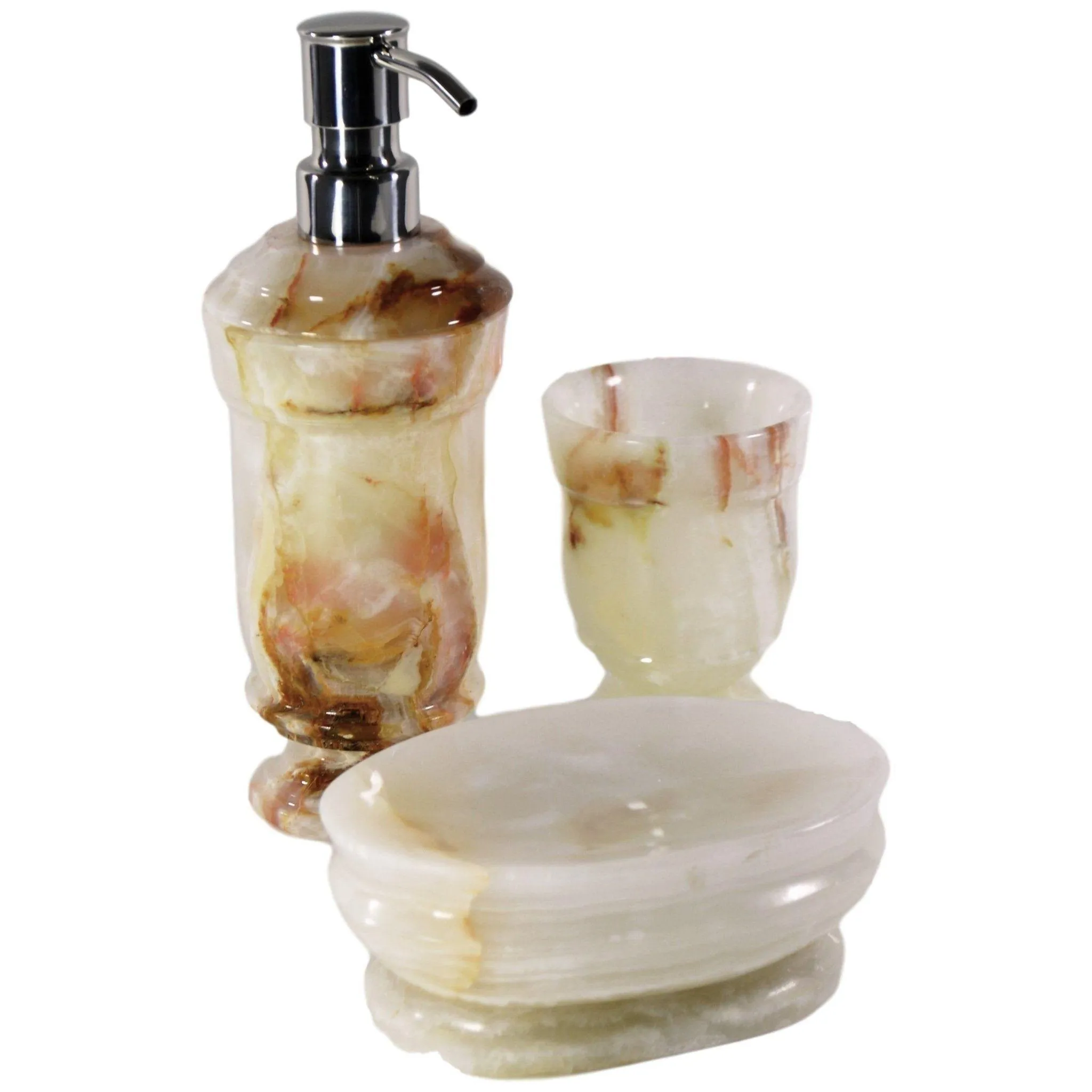 Bathroom Tumbler of White Onyx | Tasmanian Collection