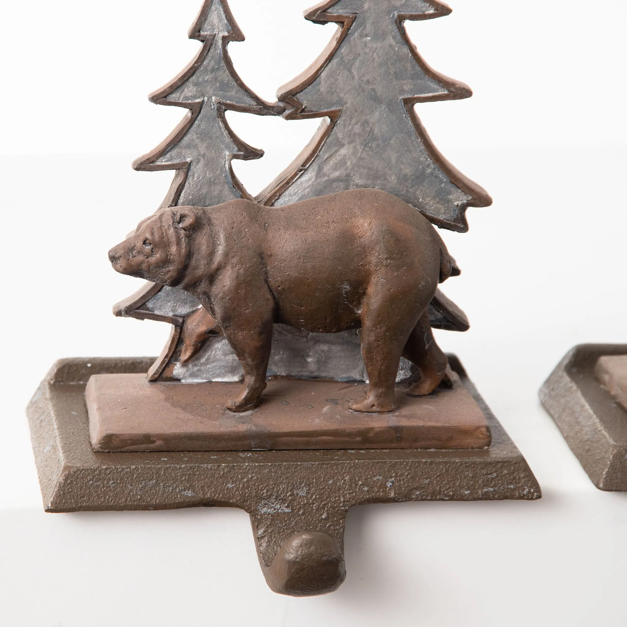 Bear, Moose, & Buck Rustic Resin & Metal Christmas Holiday Mantel Christmas Stocking Holder Set of 3