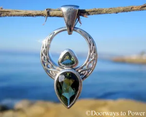 Beautiful Double Moldavite Angel Pendant