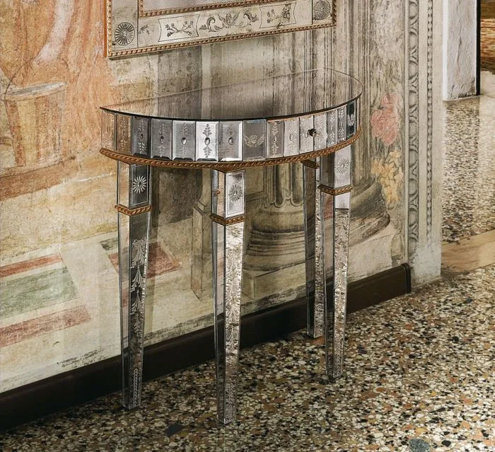 Beautiful Etched Venetian Mirror Console