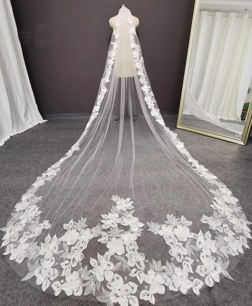 Beautiful Flower Lace Wedding Veil