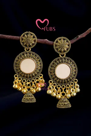 Beautiful Golden Silver Mirror Jhumkas