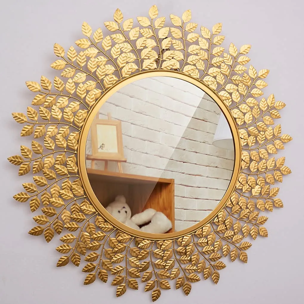 Beautiful Leaf Round Wall Mirror,