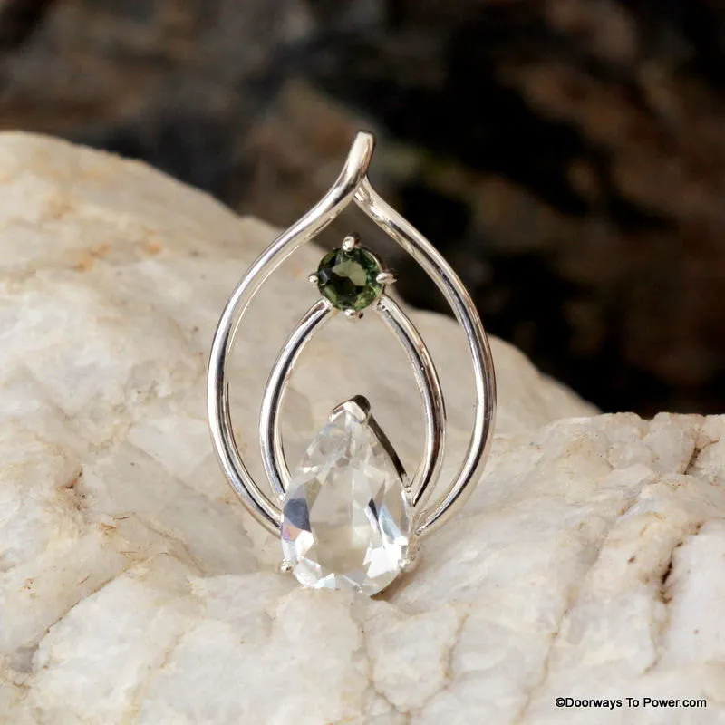 Beautiful PETALITE & MOLDAVITE Celestial Pendant