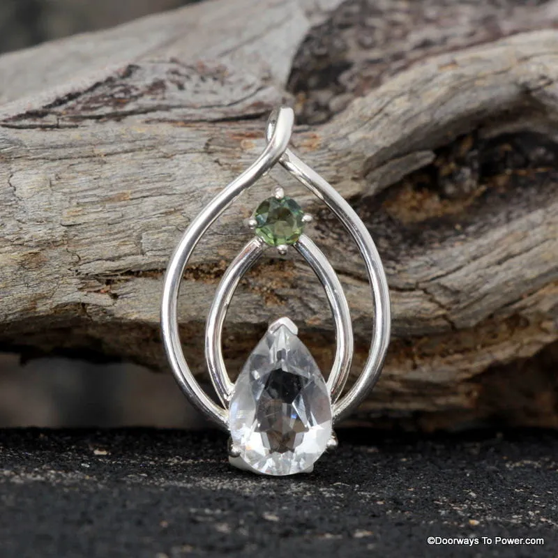 Beautiful PETALITE & MOLDAVITE Celestial Pendant