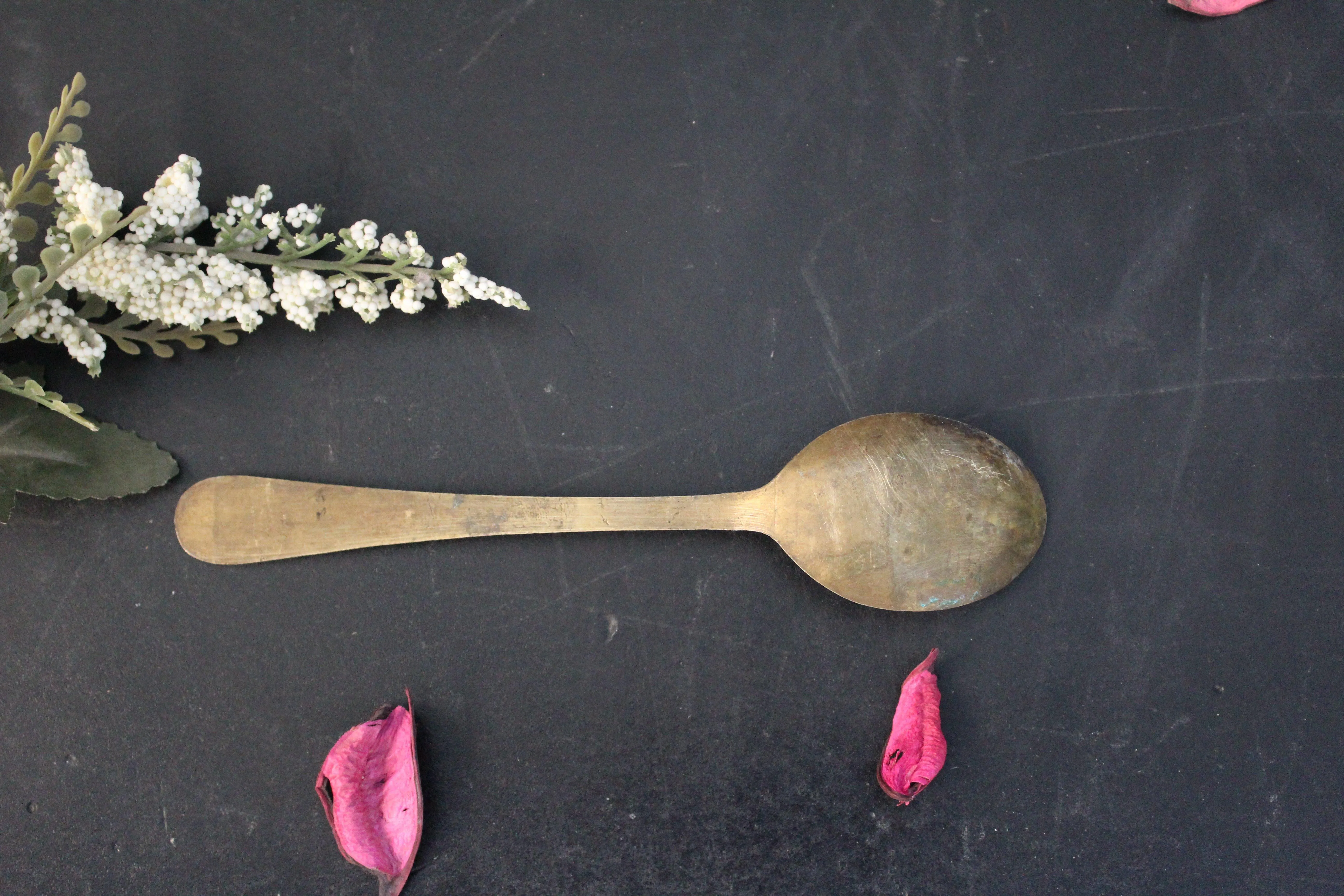 Beautiful Vintage Brass Carved Spoon