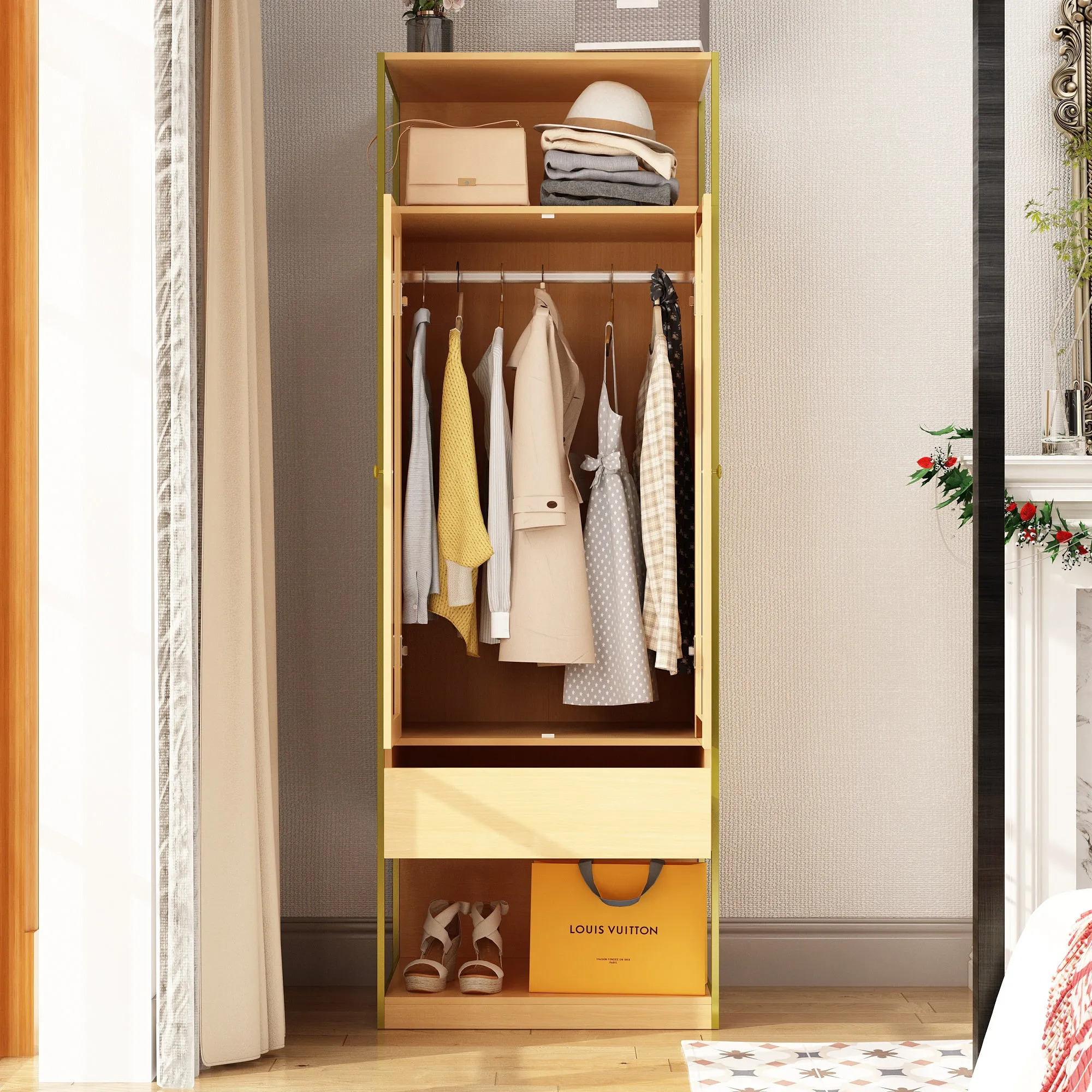 Beautiful Wardrobe With Metal Frame