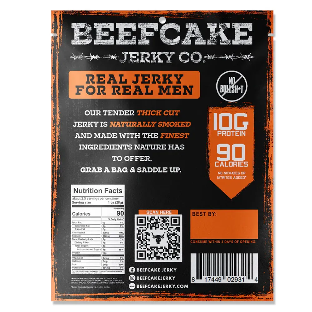 Beefcake Jerky Co Beef Hot & Spicy Jerky 2.7oz 9g Protein 100 Calories BC006