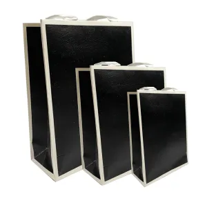 Black with white frame, Matte Laminated Ribbon Handle Paper Bags