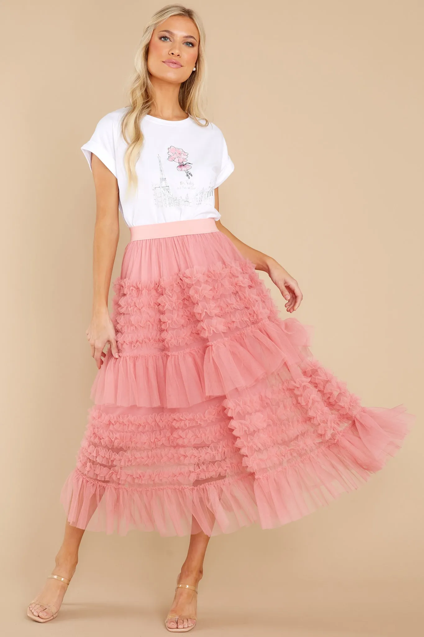 Blissfully Beautiful Pink Midi Skirt