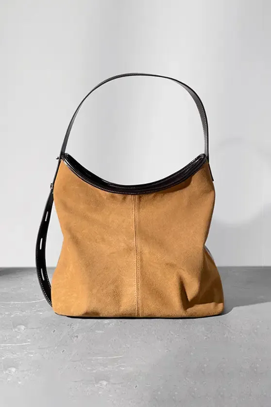 Block Leather Hobo Shoulder Bag