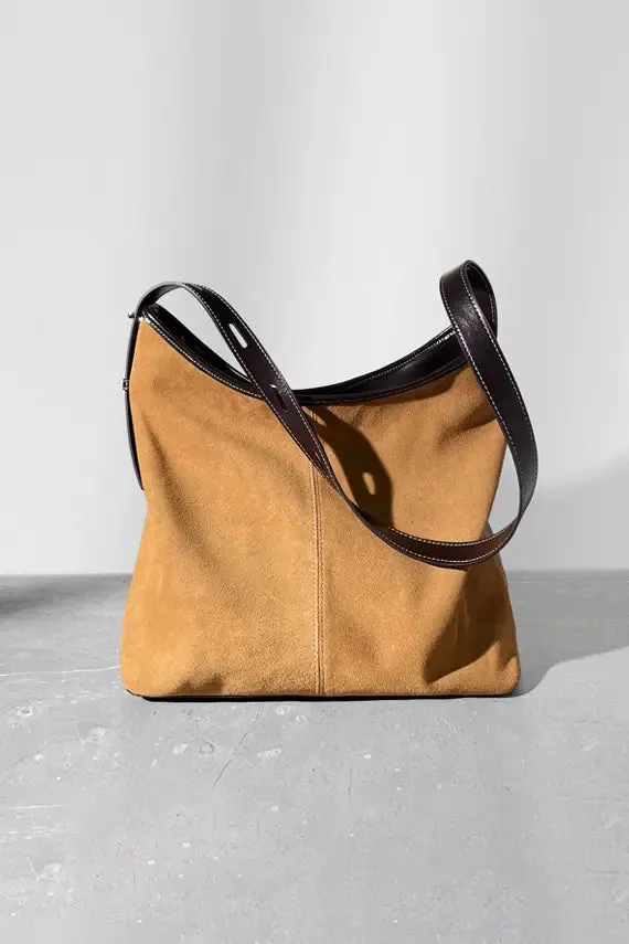 Block Leather Hobo Shoulder Bag