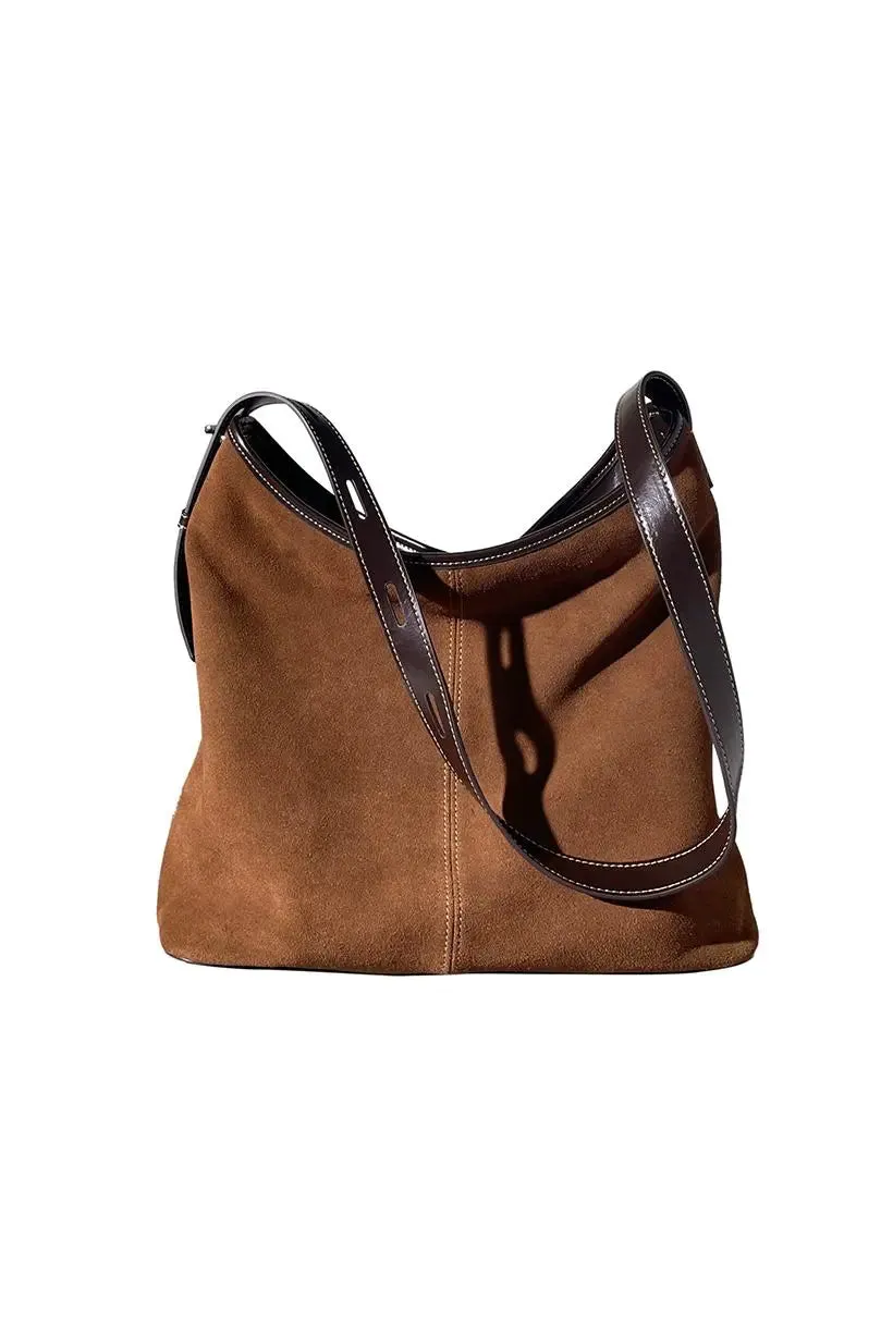 Block Leather Hobo Shoulder Bag