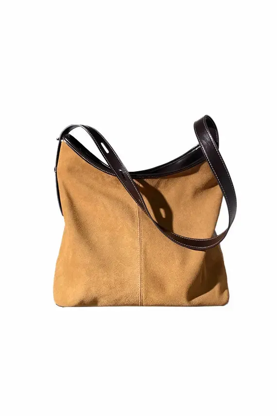 Block Leather Hobo Shoulder Bag