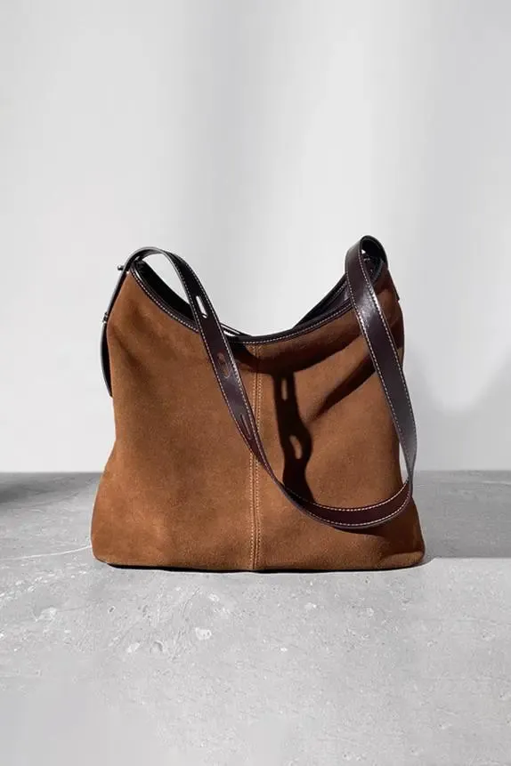 Block Leather Hobo Shoulder Bag