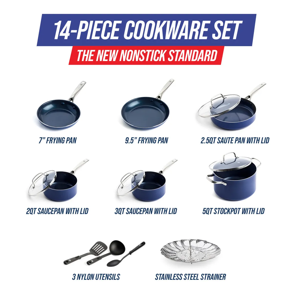 Blue Diamond Classic 14-Piece Cookware Set