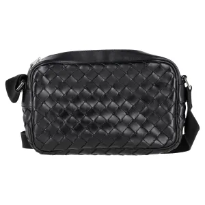 Bottega Veneta Small Intrecciato Camera Bag in Black Leather