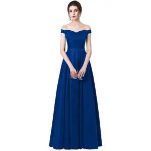 Bridesmaid Dress Off The Shoulder Satin Wedding Dress Long Prom Dress Evening Maxi Gowns