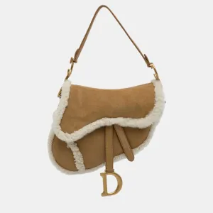 Brown Shearling Saddle Bag