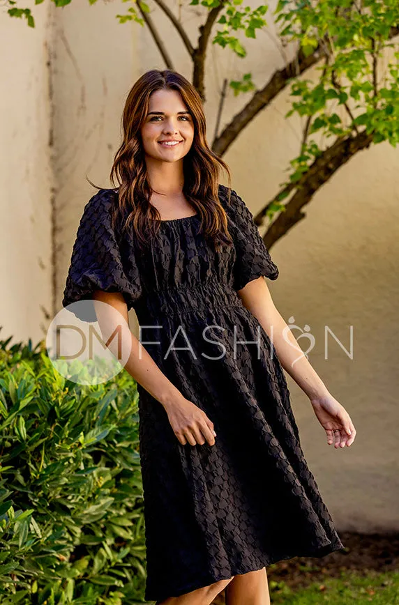 Brynn Black Texture Dress - DM Exclusive - Maternity Friendly