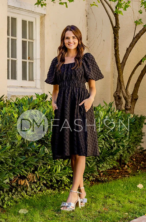 Brynn Black Texture Dress - DM Exclusive - Maternity Friendly