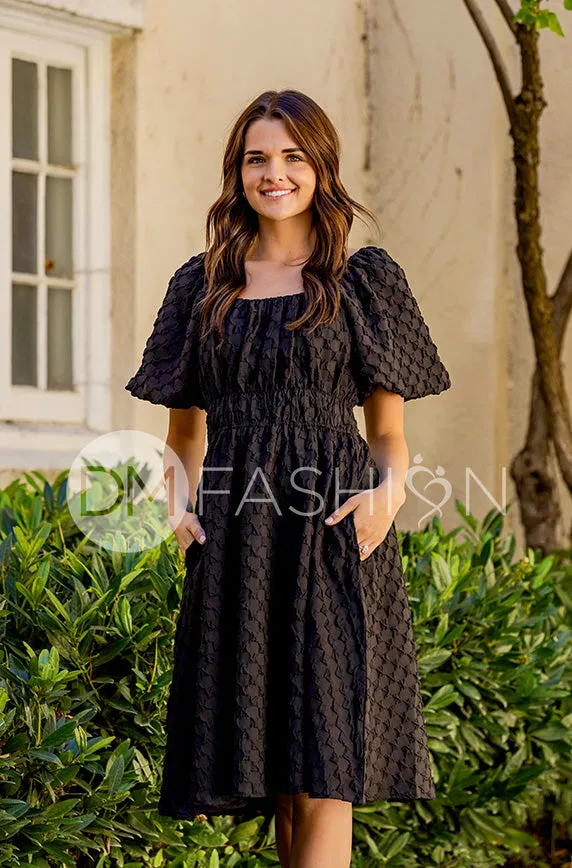 Brynn Black Texture Dress - DM Exclusive - Maternity Friendly