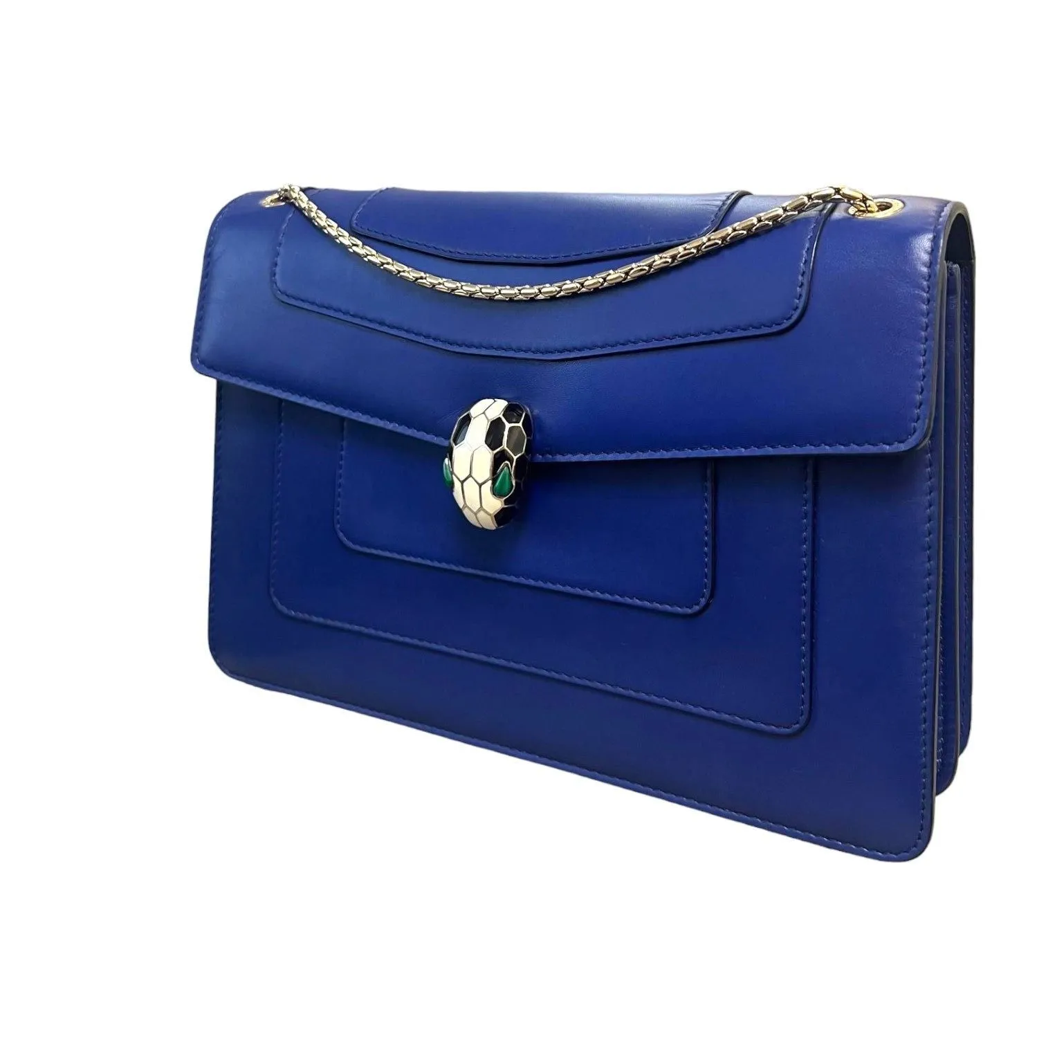 Bvlgari Serpenti Forever Shoulder Calfskin Blue GHW